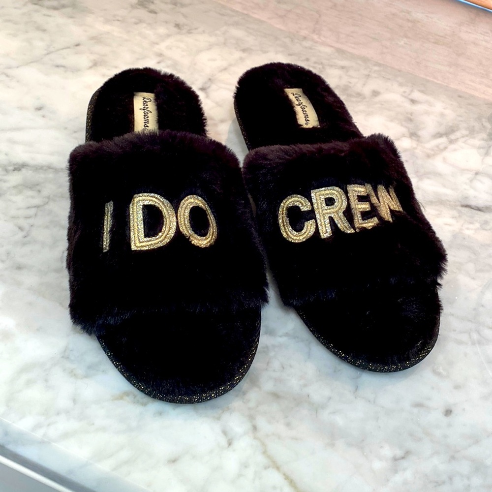 Furry "I Do Crew" Slippers for the Wedding Party